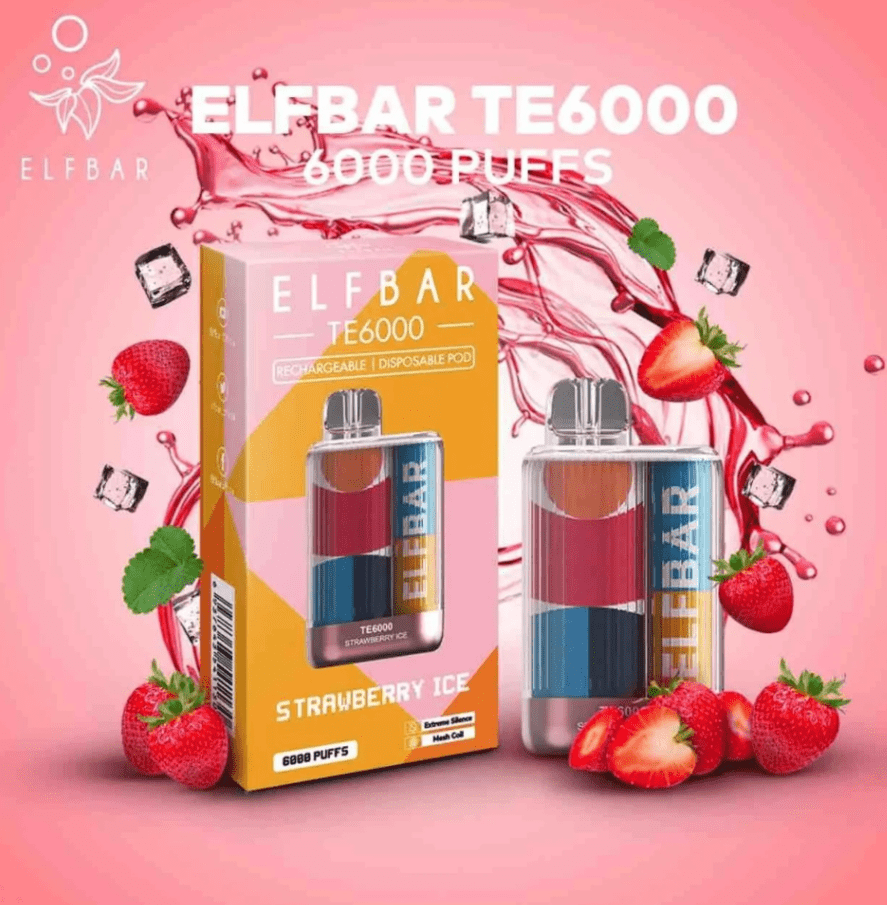 Elfbar Strawberry ICe ELF BAR TE6000 DISPOSABLE VAPE – STRAWBERRY ICE
