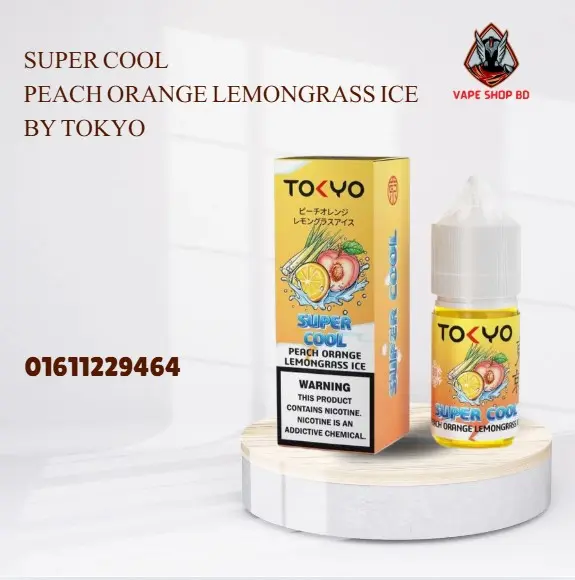 Super Cool Peach Orange Lemongrass Ice By Tokyo- 30 ML Super Cool Peach Orange Lemongrass Ice By Tokyo- 30 ML